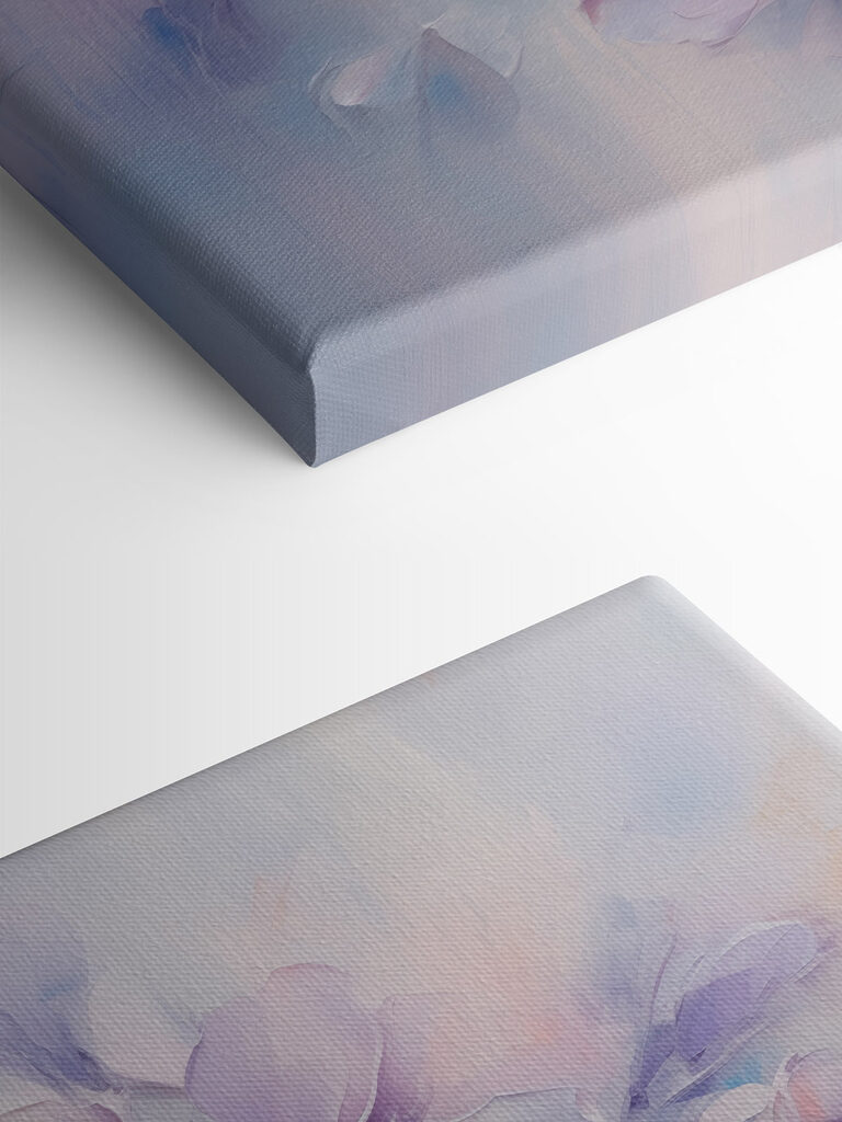 Painting of flowers on a white surface