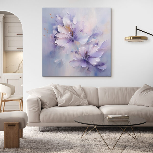 Painting of flowers on a white surface