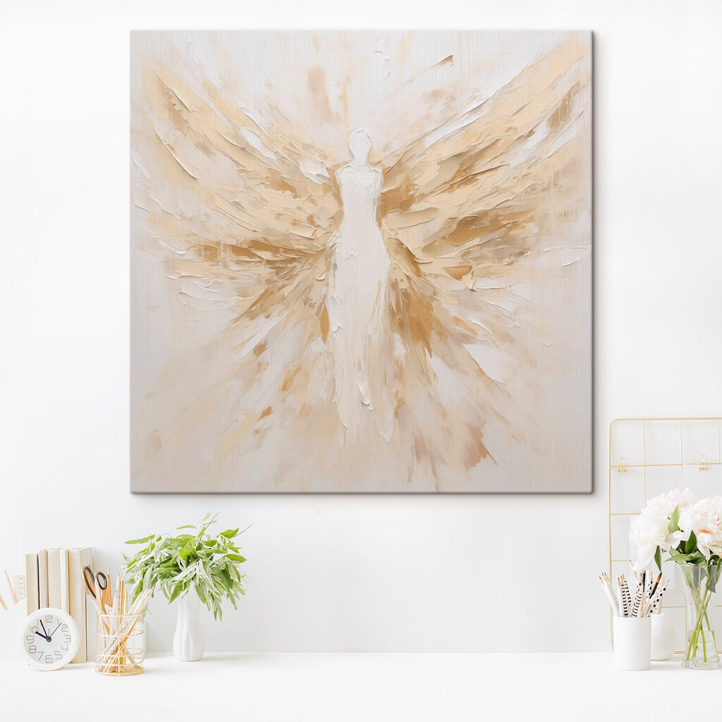 Painting of a woman with wings