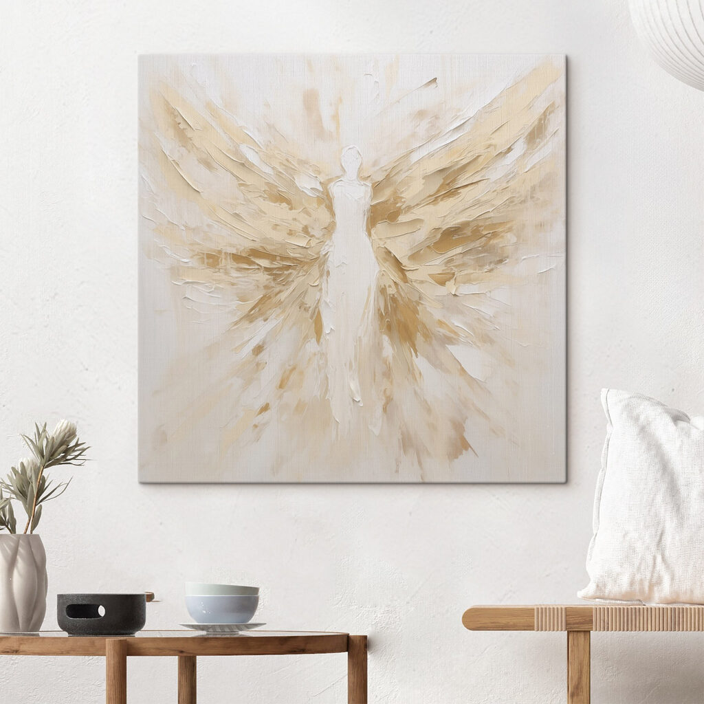 Painting of a woman with wings