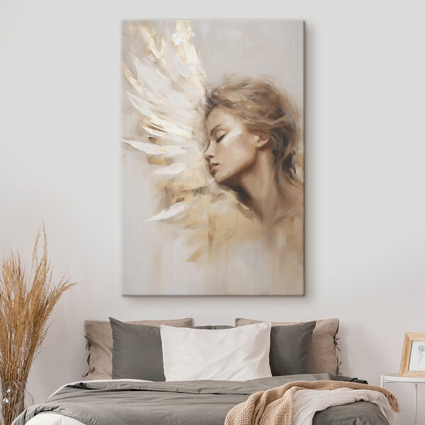 Painting of a woman with wings