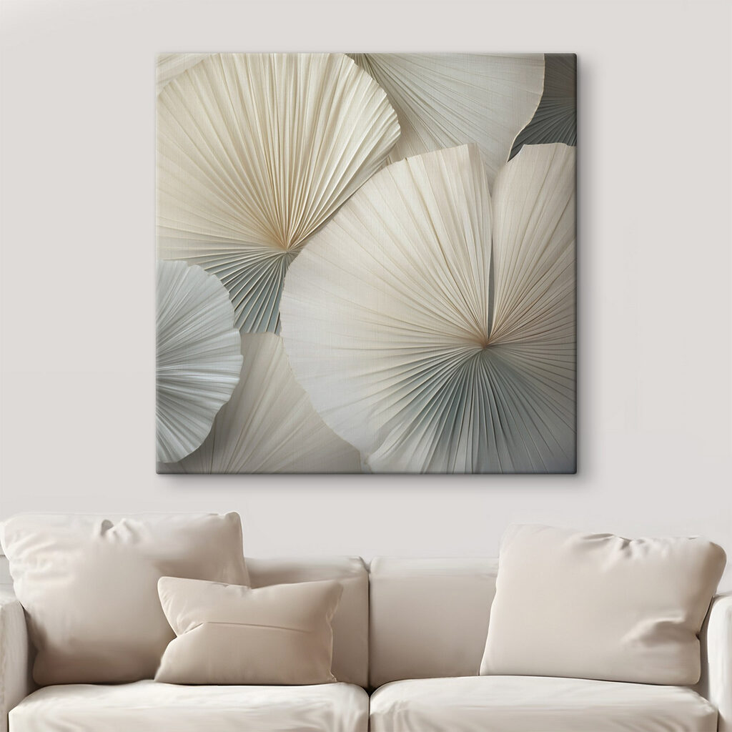 Group of white fan shaped leaves