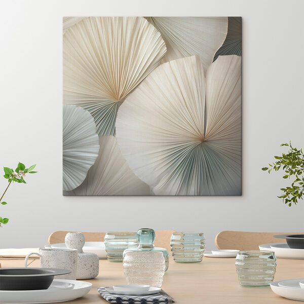 Group of white fan shaped leaves