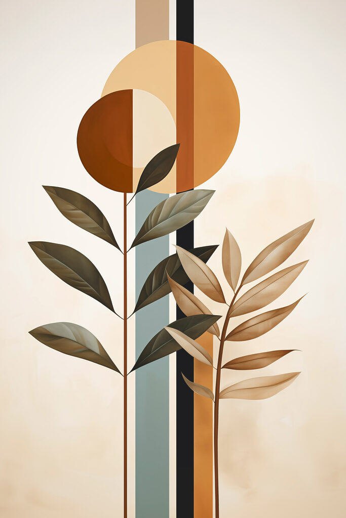 Plant with leaves and circles