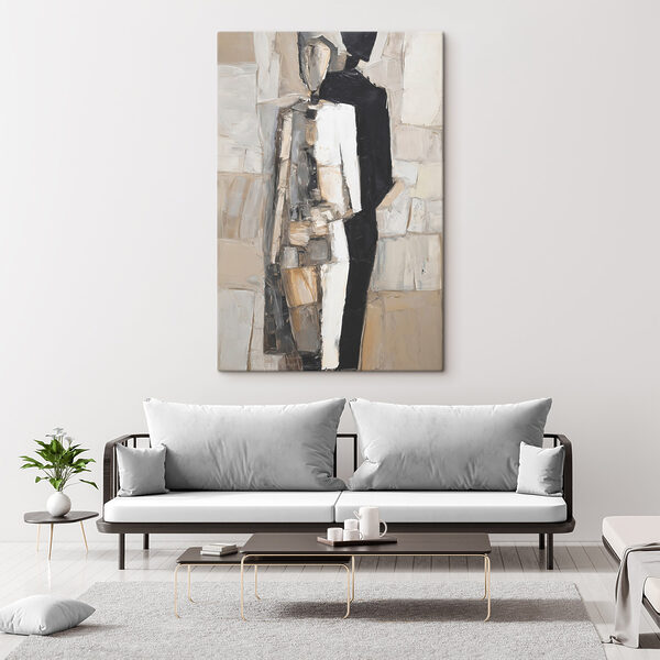 Painting of a man in a black and white dress Painting of a man in a black and white dress