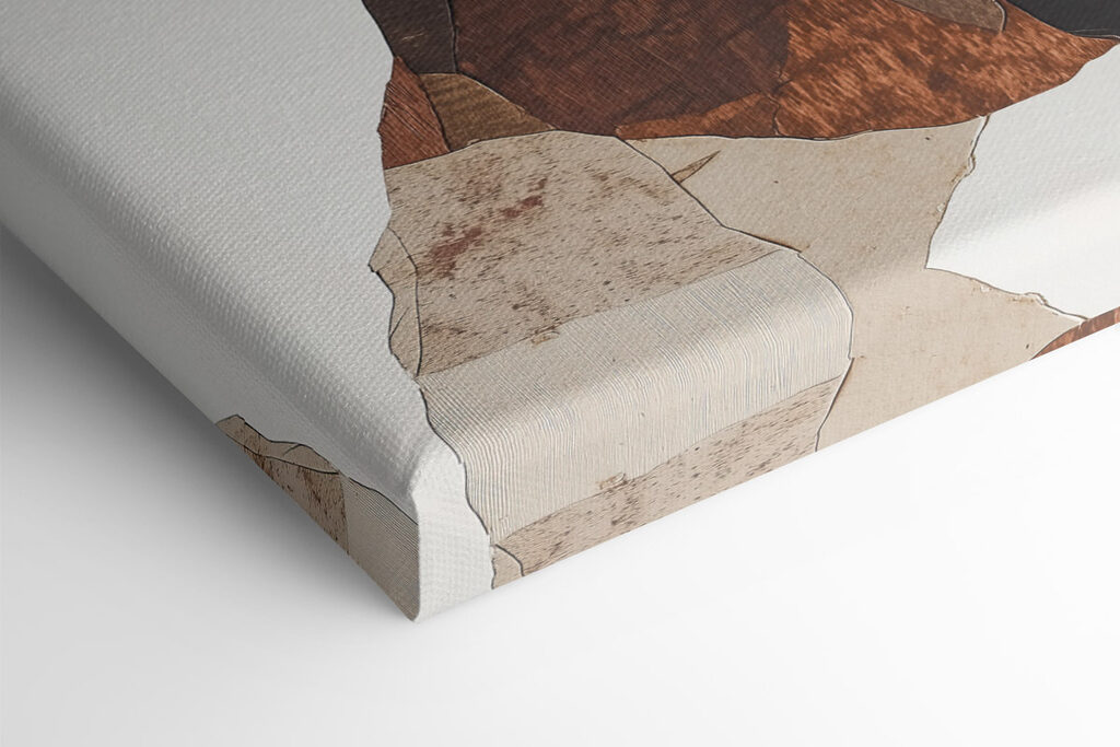 Woman's face with different colors of wood