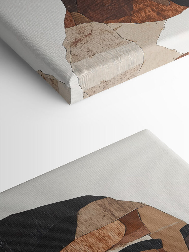 Woman's face with different colors of wood