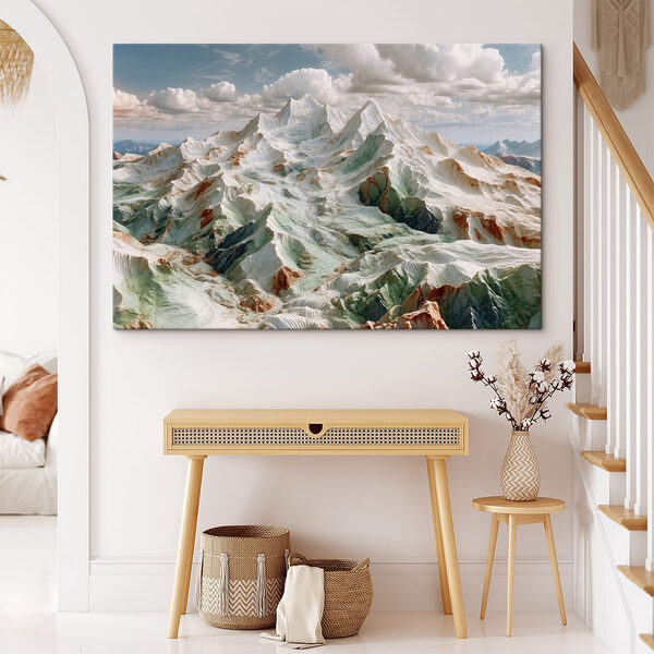 Snowy mountain with clouds in the sky Snowy mountain with clouds in the sky