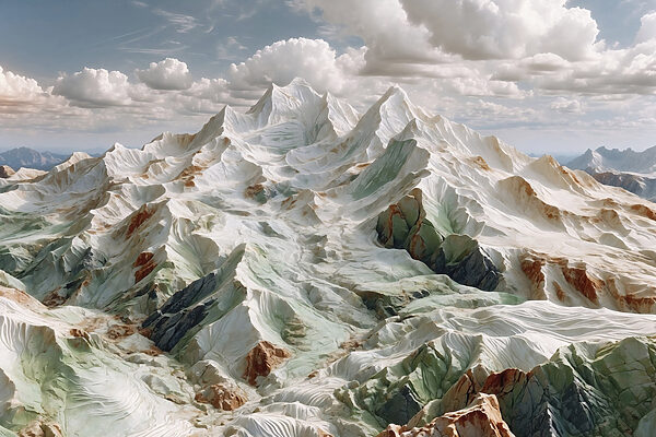 Snowy mountain with clouds in the sky Snowy mountain with clouds in the sky