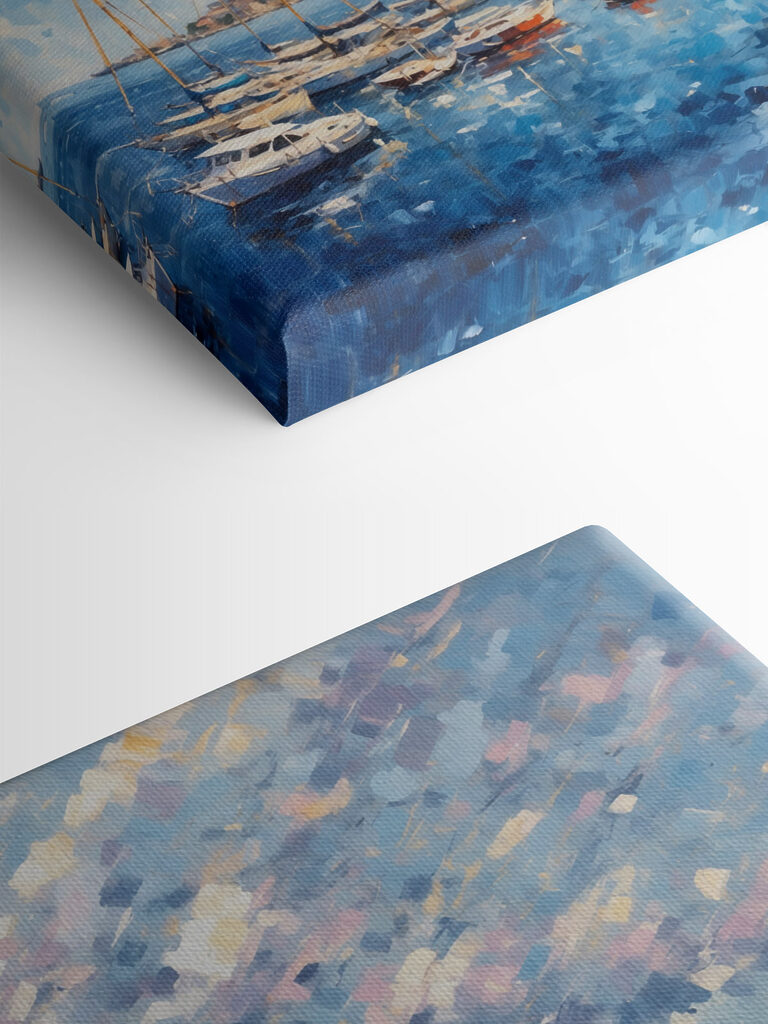 Painting of boats on water