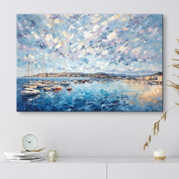 Painting of boats on water