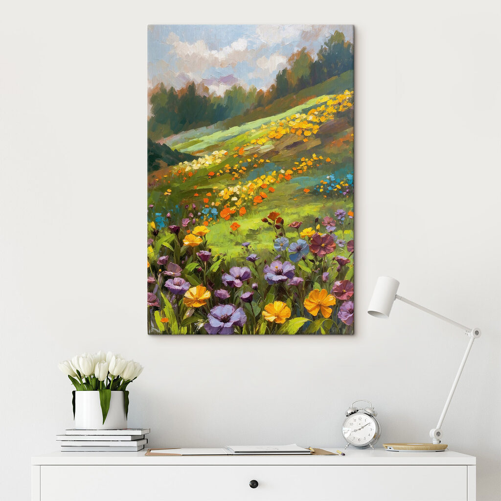 Painting of a field of flowers Painting of a field of flowers