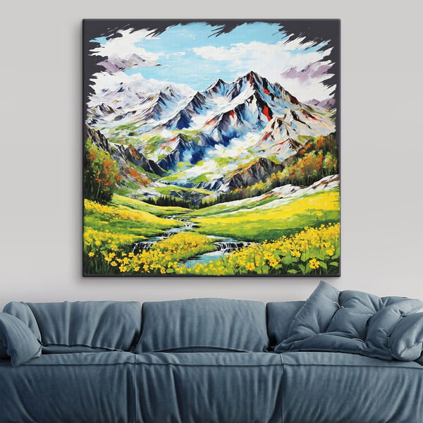 Painting of a mountain range