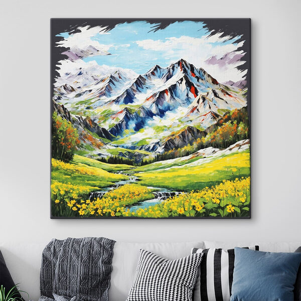 Painting of a mountain range