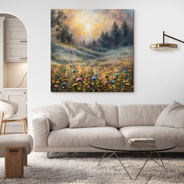 Painting of a field of flowers