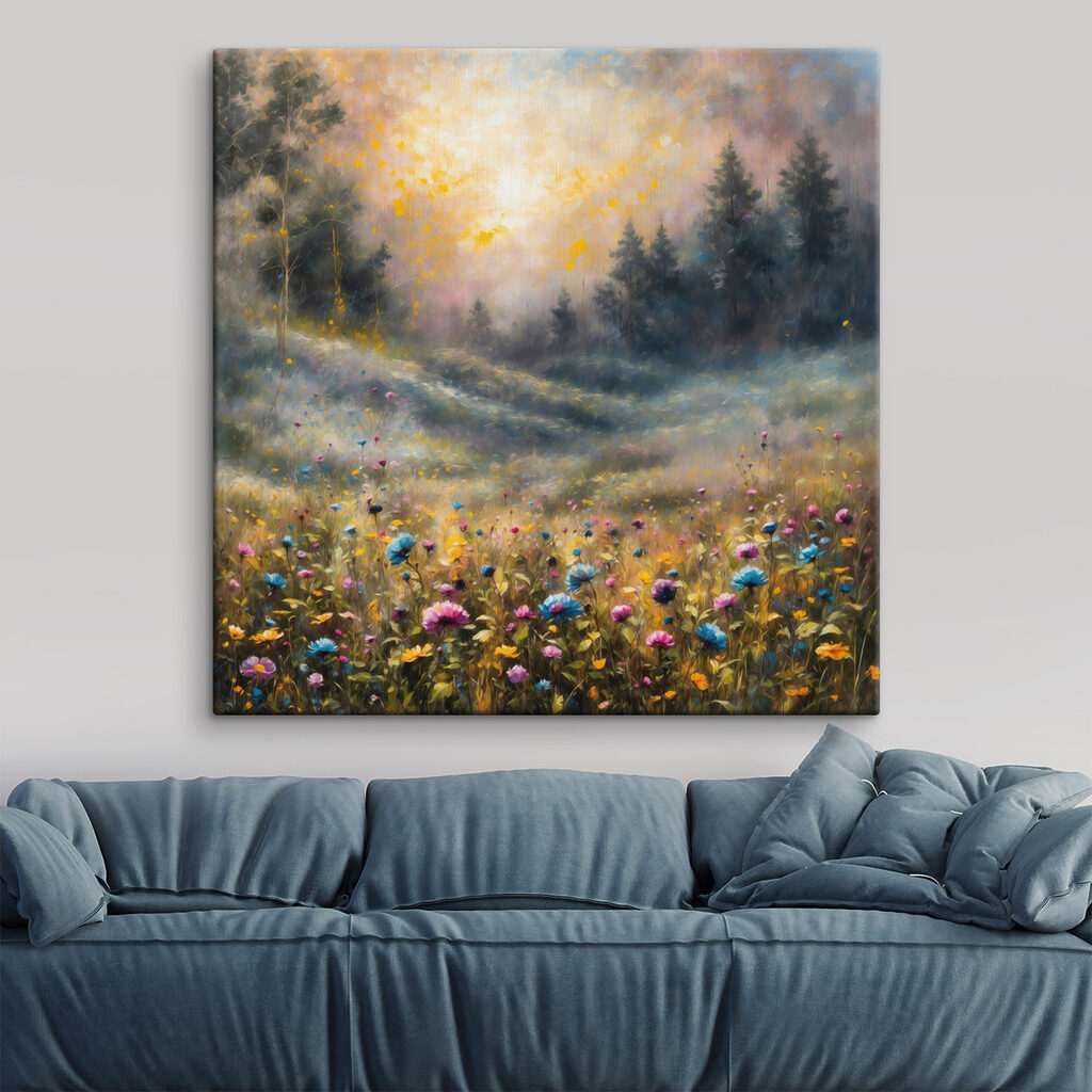 Painting of a field of flowers
