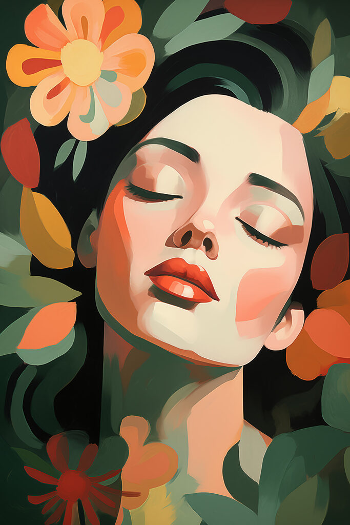 Serene beauty amidst floral colors Serene beauty amidst floral colors