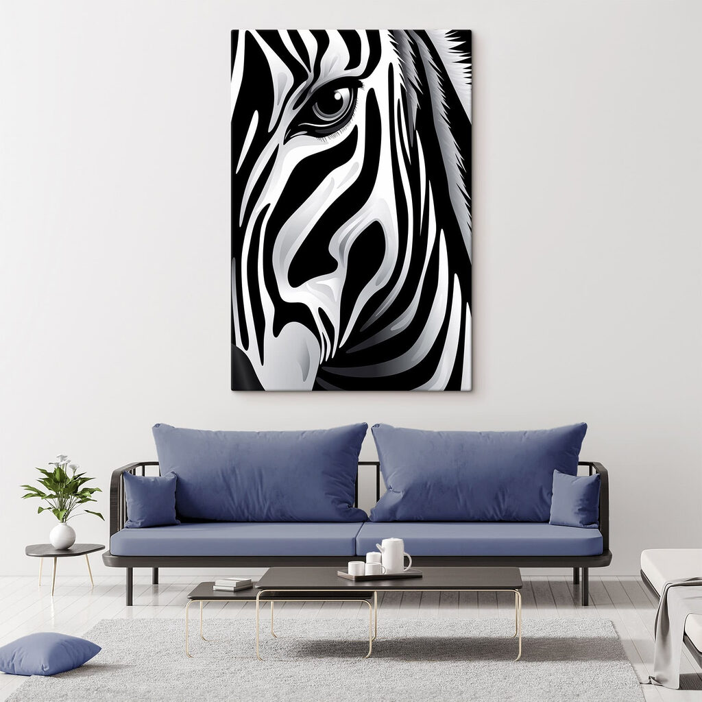 Majestic zebra in monochrome style