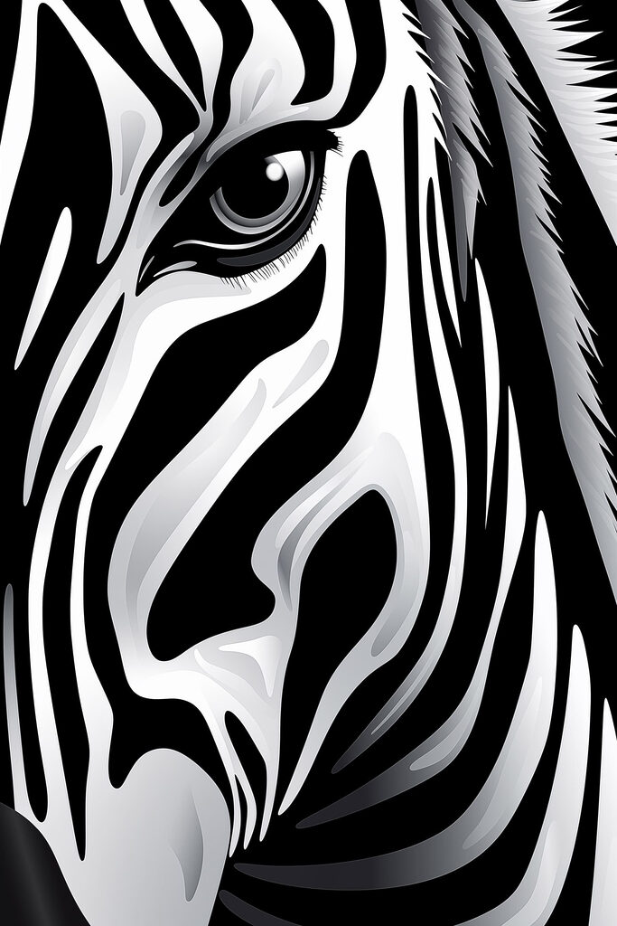 Majestic zebra in monochrome style
