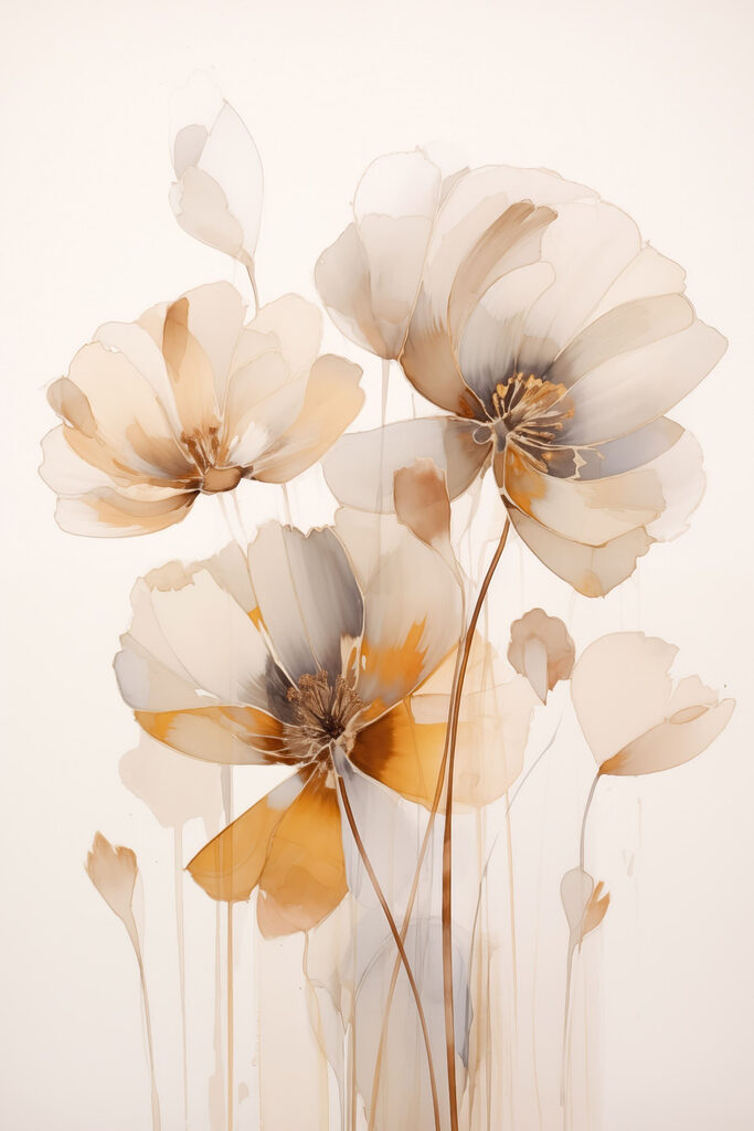 Painting of flowers on a white background Painting of flowers on a white background