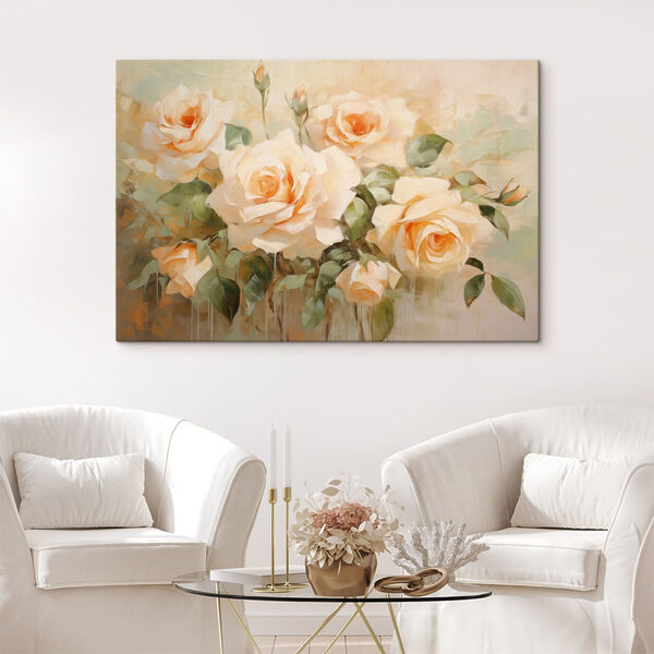 Painting of flowers on a white surface