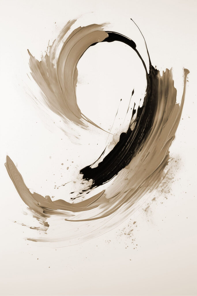 Black and tan brushstrokes