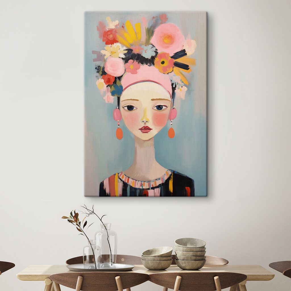 Painting of a woman with flowers in her hair Painting of a woman with flowers in her hair