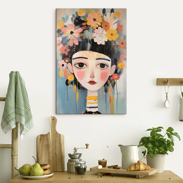 Painting of a woman with flowers in her hair Painting of a woman with flowers in her hair