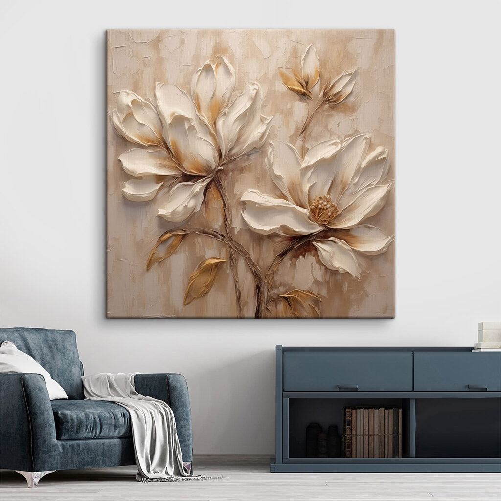 Painting of flowers on a wall Painting of flowers on a wall