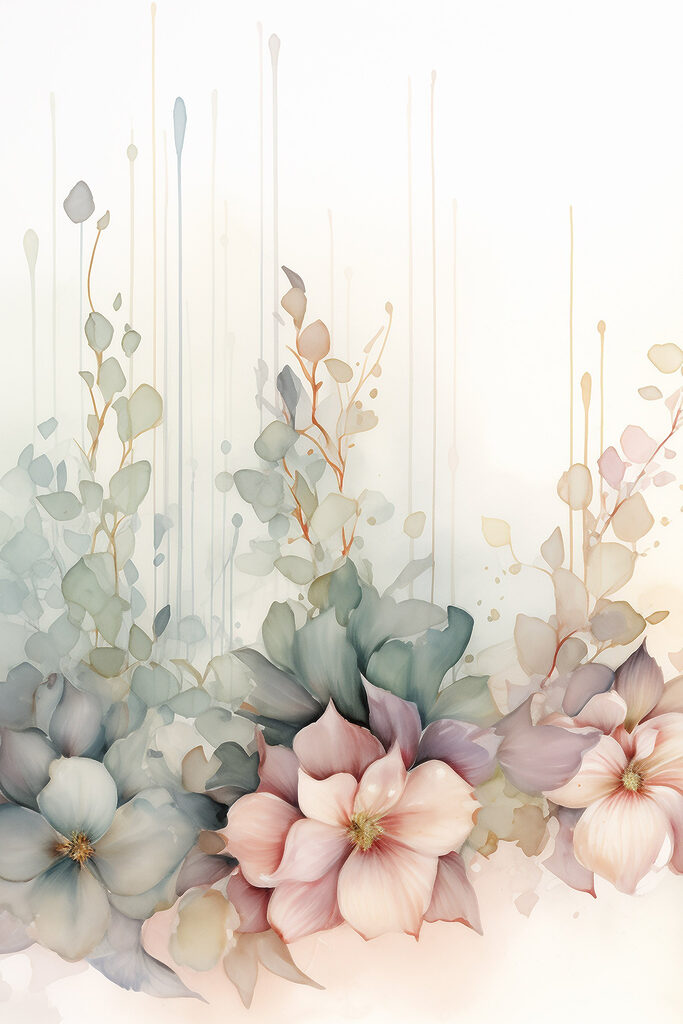 Painting of flowers and leaves Painting of flowers and leaves
