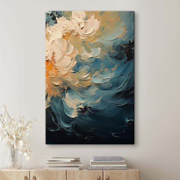 Soft hues blend in graceful swirls Soft hues blend in graceful swirls