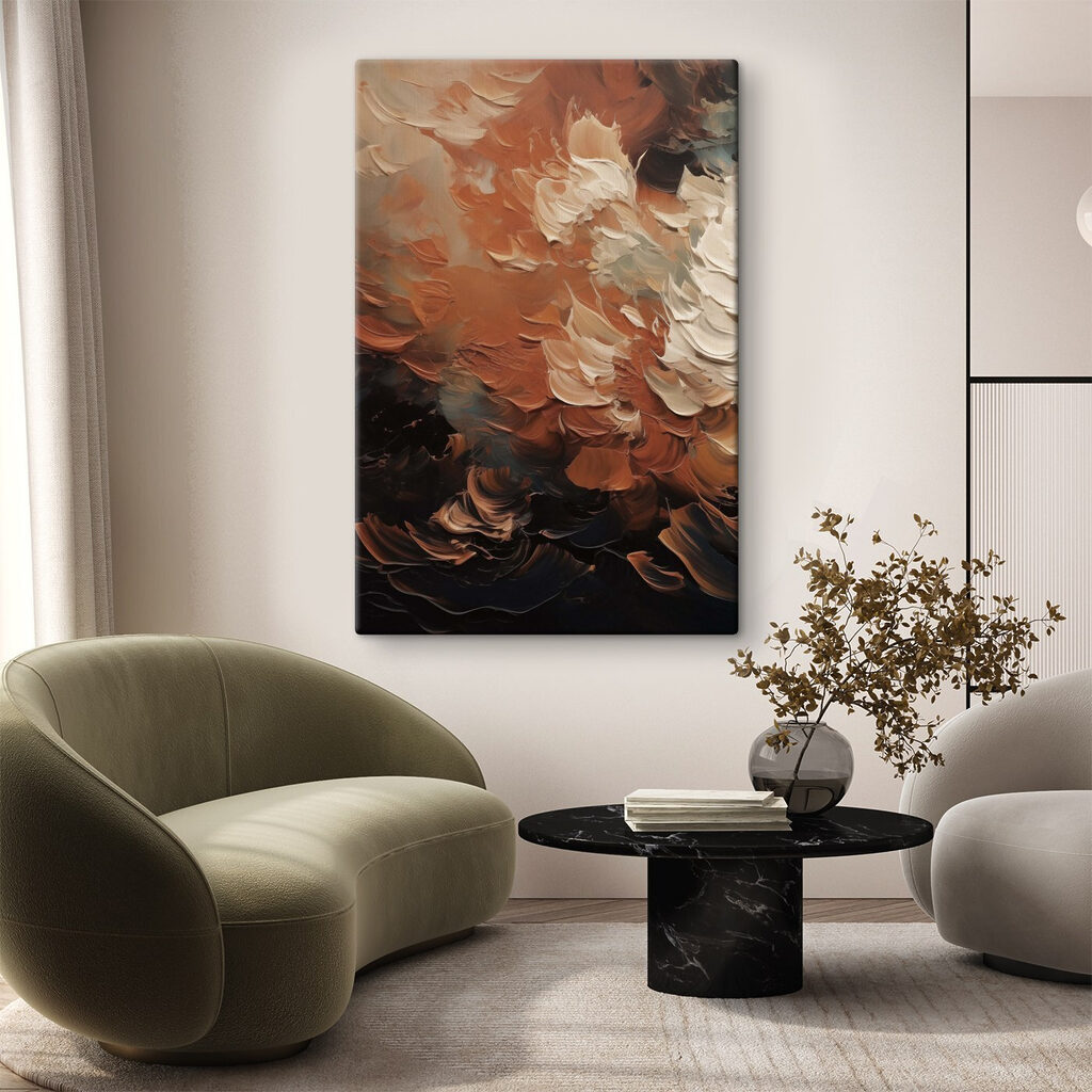 - Swirls of warm earthy tones - Swirls of warm earthy tones