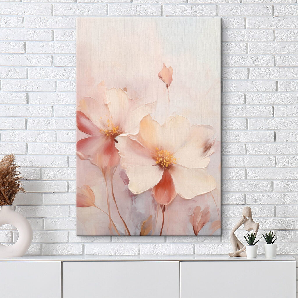 Painting of flowers on a white surface