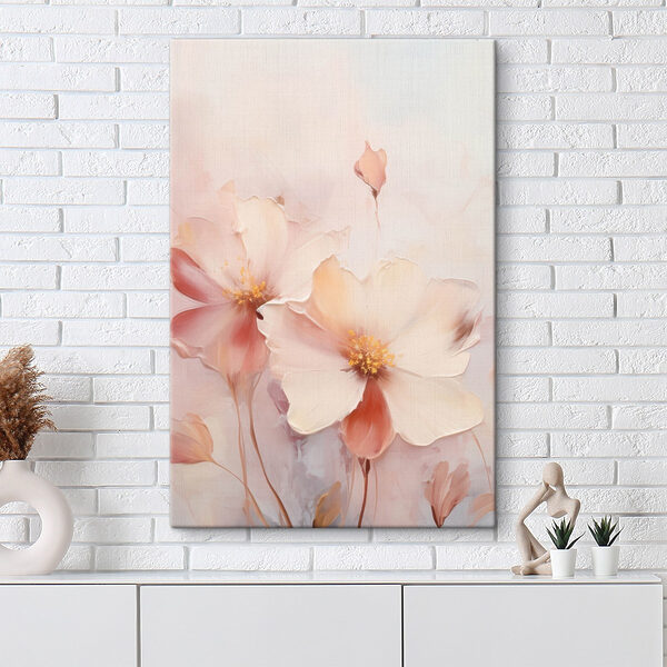 Painting of flowers on a white surface