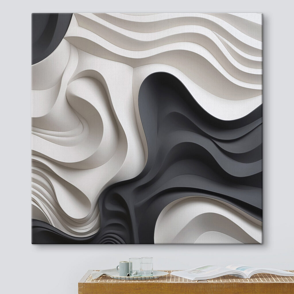 Black and white wavy shapes Black and white wavy shapes
