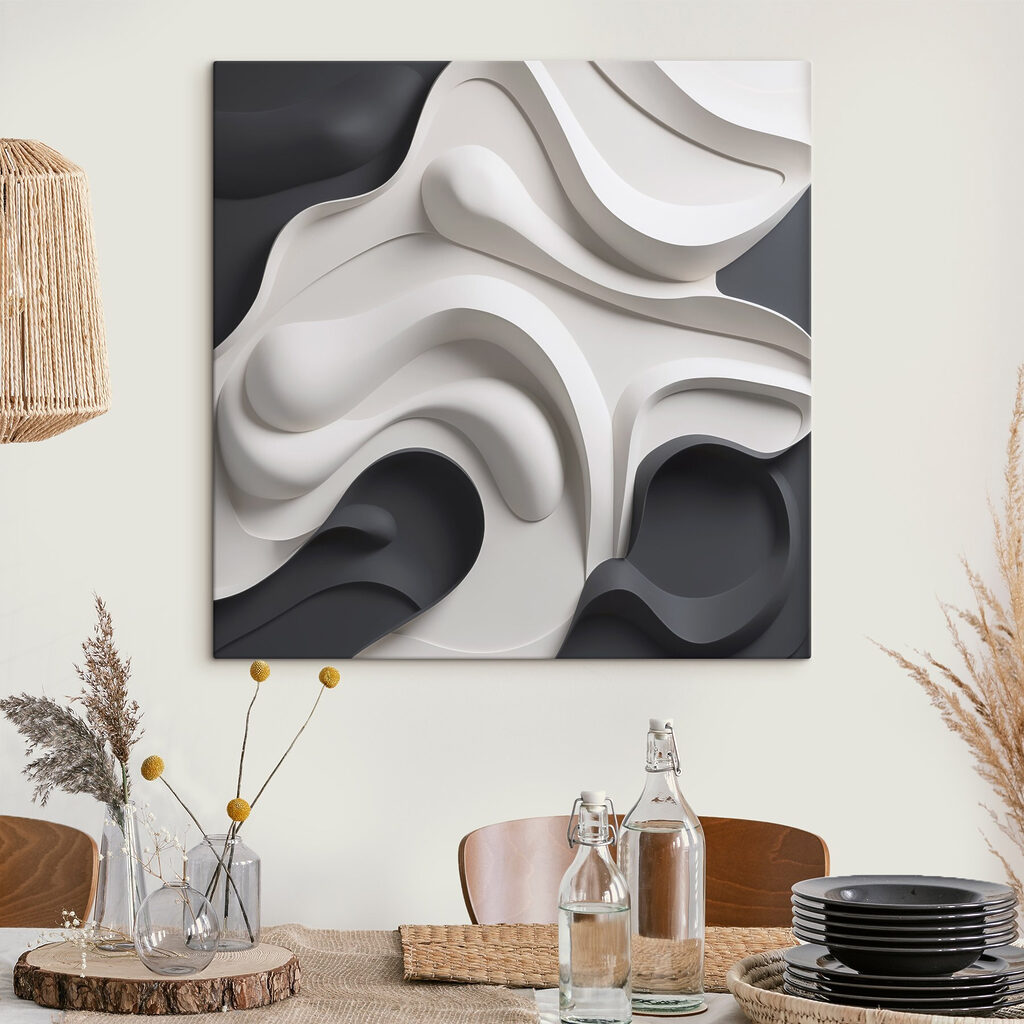 Black and white wavy shapes