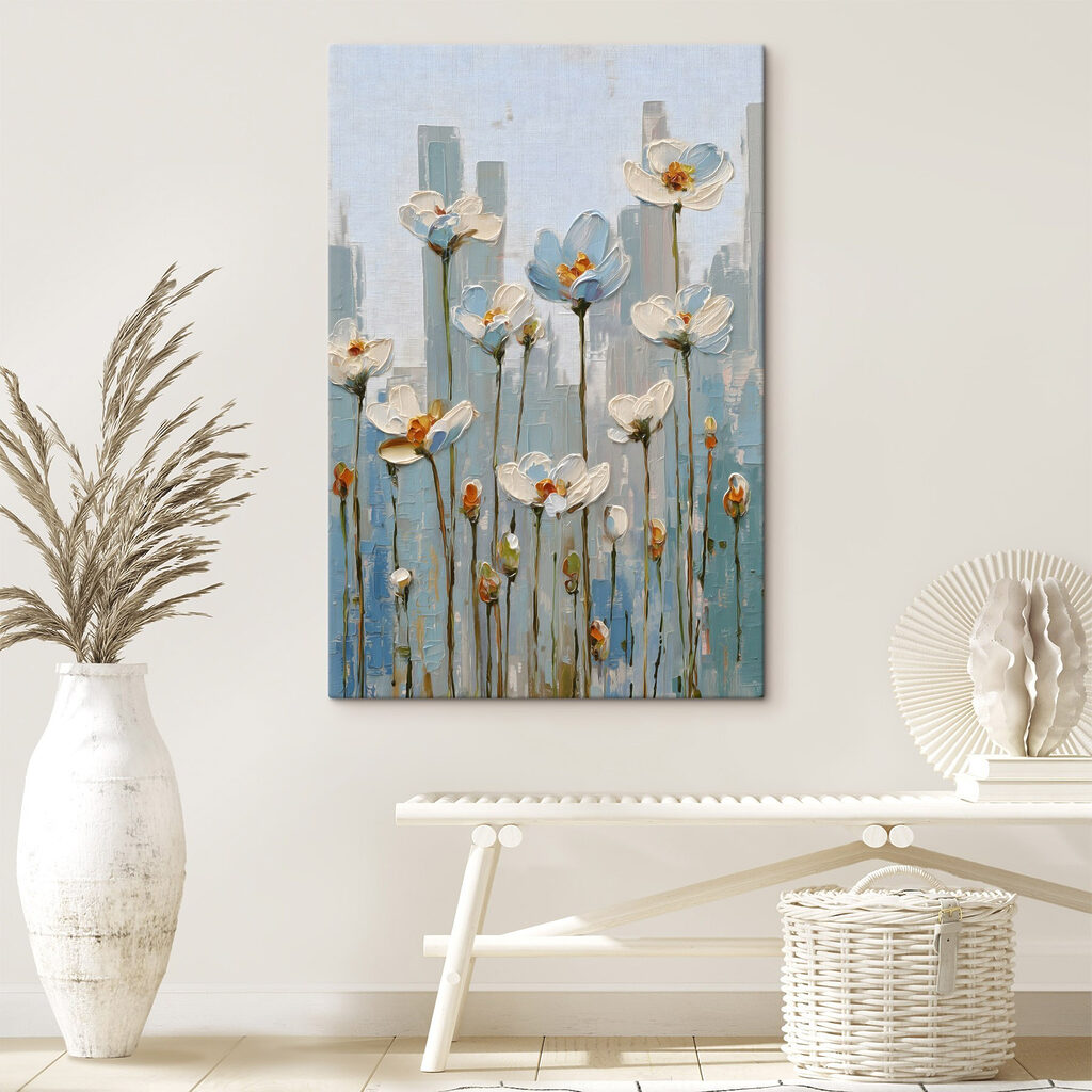 Painting of flowers on a wall Painting of flowers on a wall