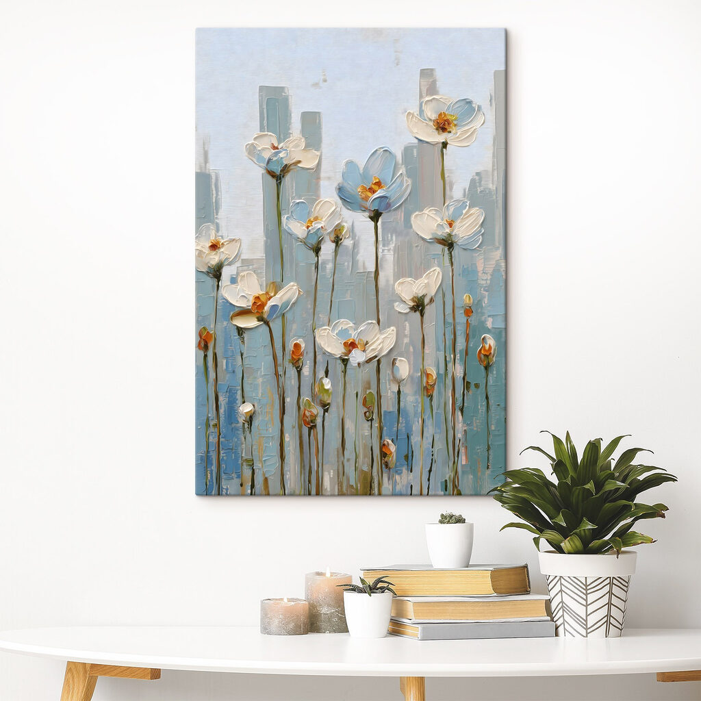 Painting of flowers on a wall Painting of flowers on a wall