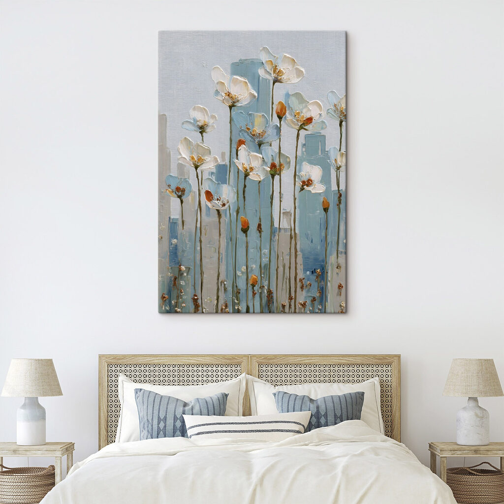 Painting of flowers on a wall Painting of flowers on a wall