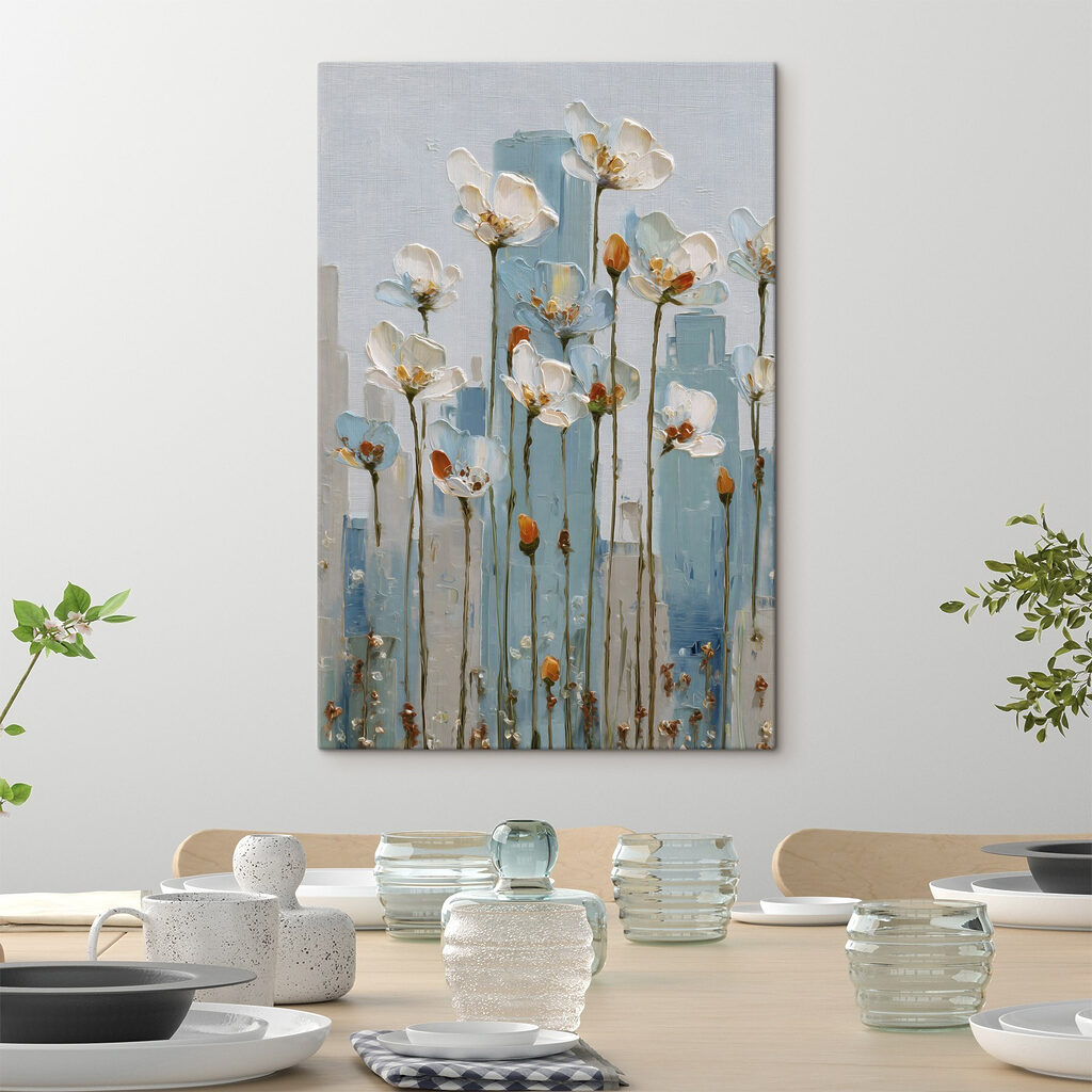 Painting of flowers on a wall Painting of flowers on a wall