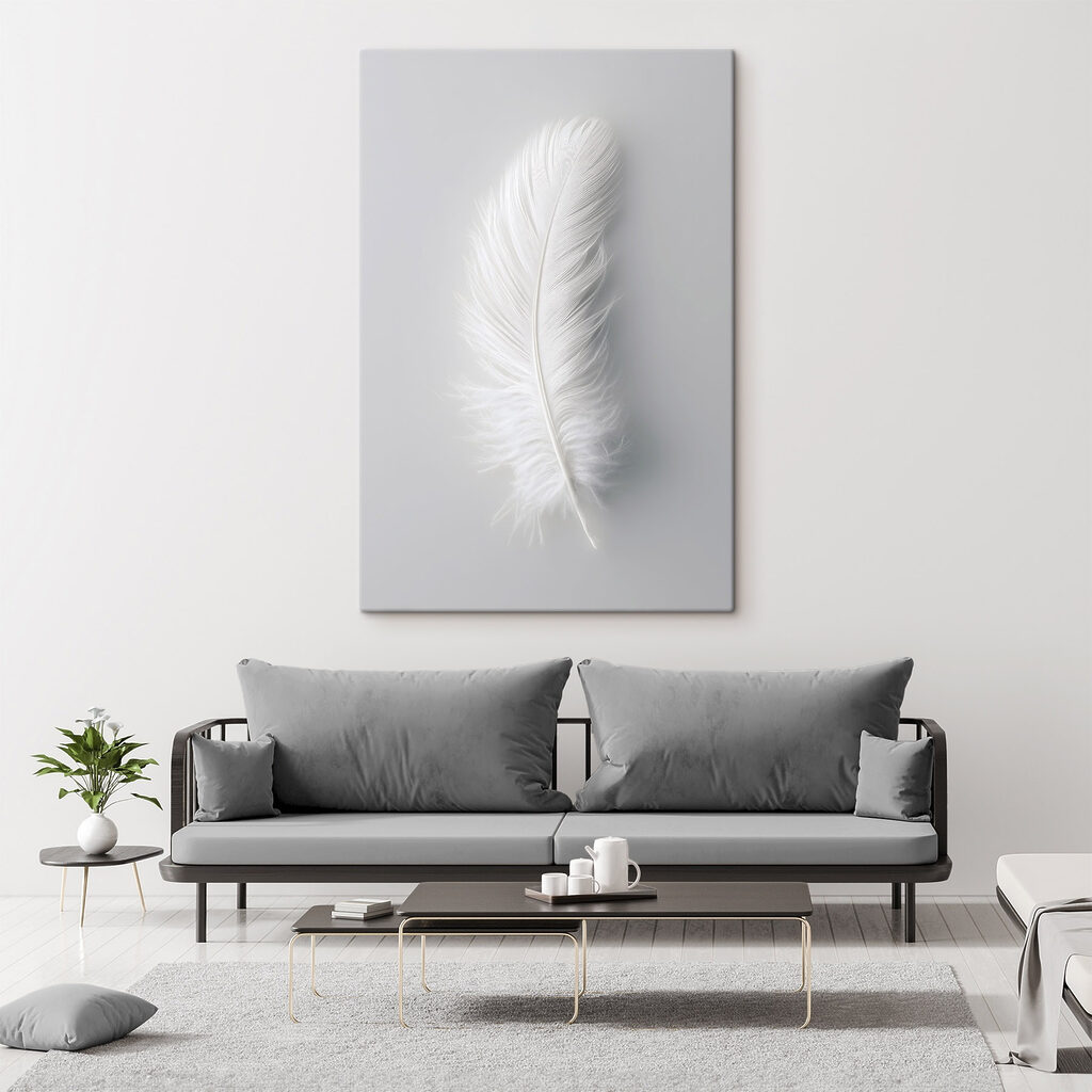 White feather on a white background White feather on a white background