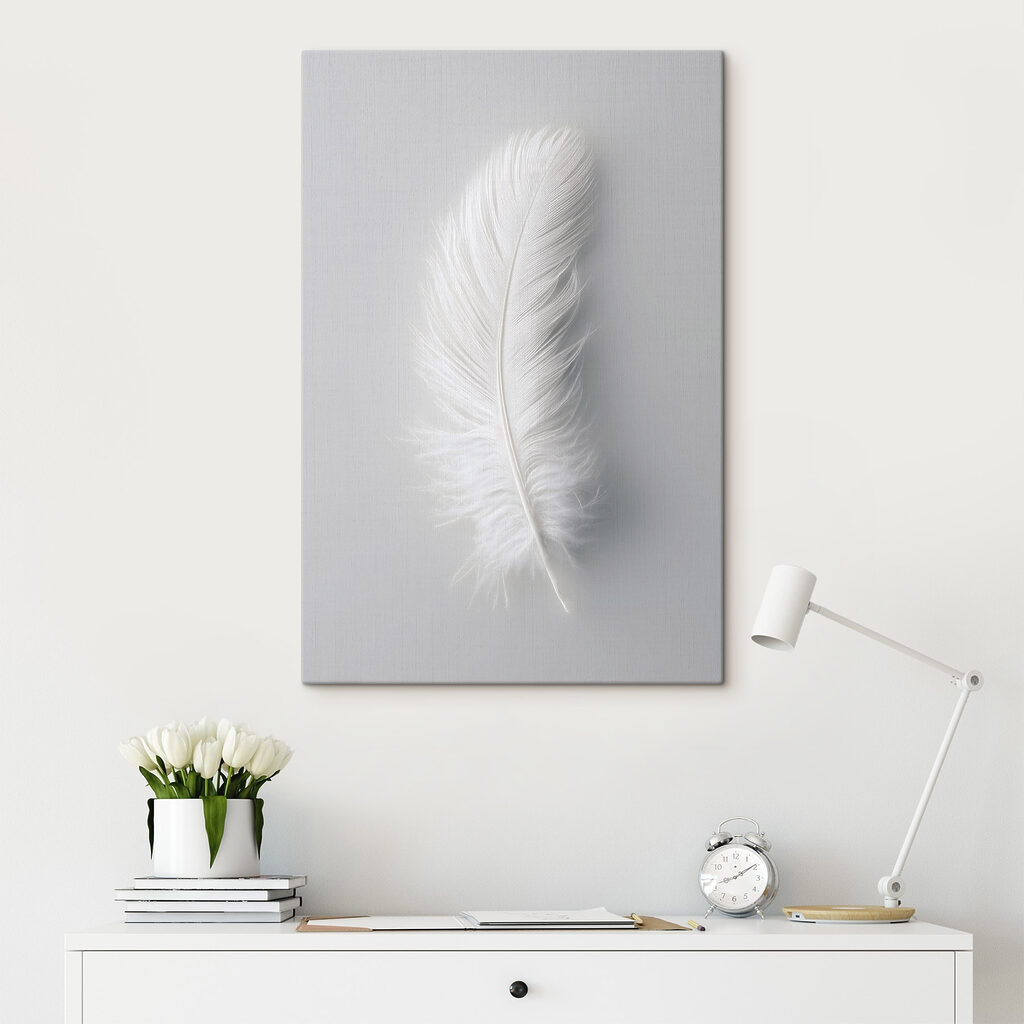 White feather on a white background White feather on a white background