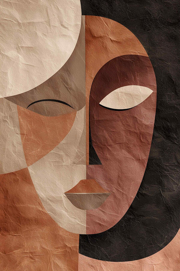 Face painted on a piece of paper