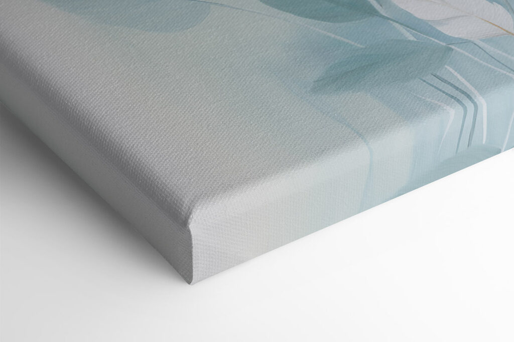 Painting of white and blue feathers