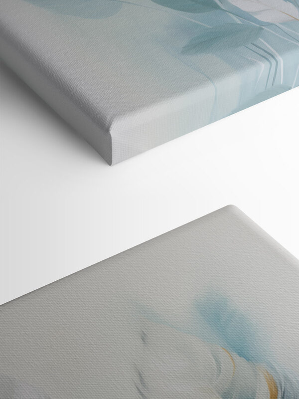Painting of white and blue feathers