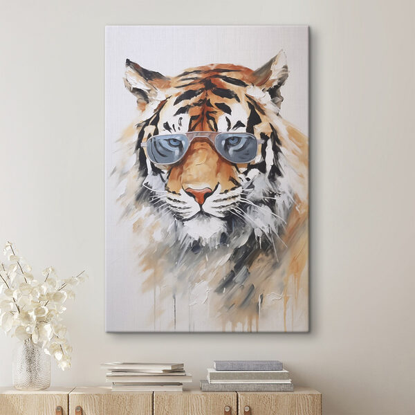 Wandbilder Gemälde eines Tigers mit Sonnenbrille (Artikelnummer: s48319) Wandbilder Wandbilder Gemälde eines Tigers mit Sonnenbrille (Artikelnummer: s48319)