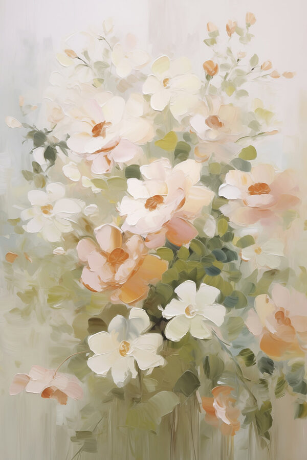 Painting of flowers on a white surface Painting of flowers on a white surface