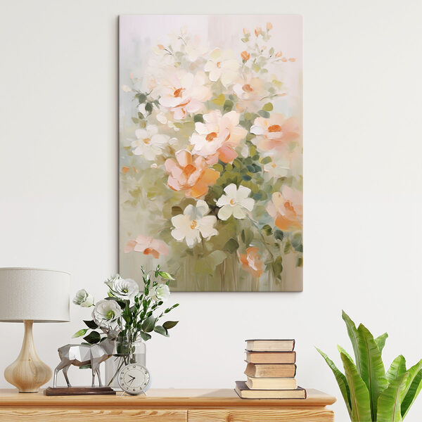 Painting of flowers on a white surface Painting of flowers on a white surface