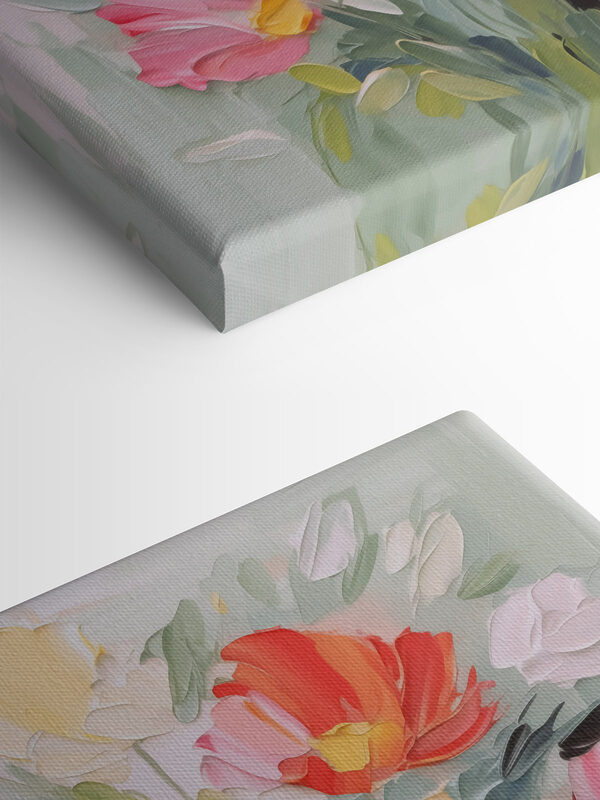 Painting of flowers on a white surface