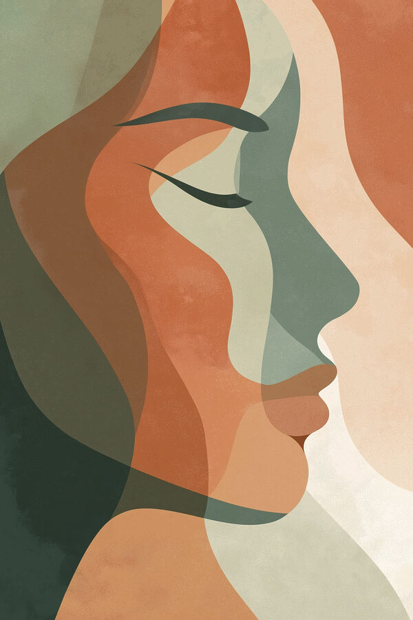 Woman's face with colorful hair